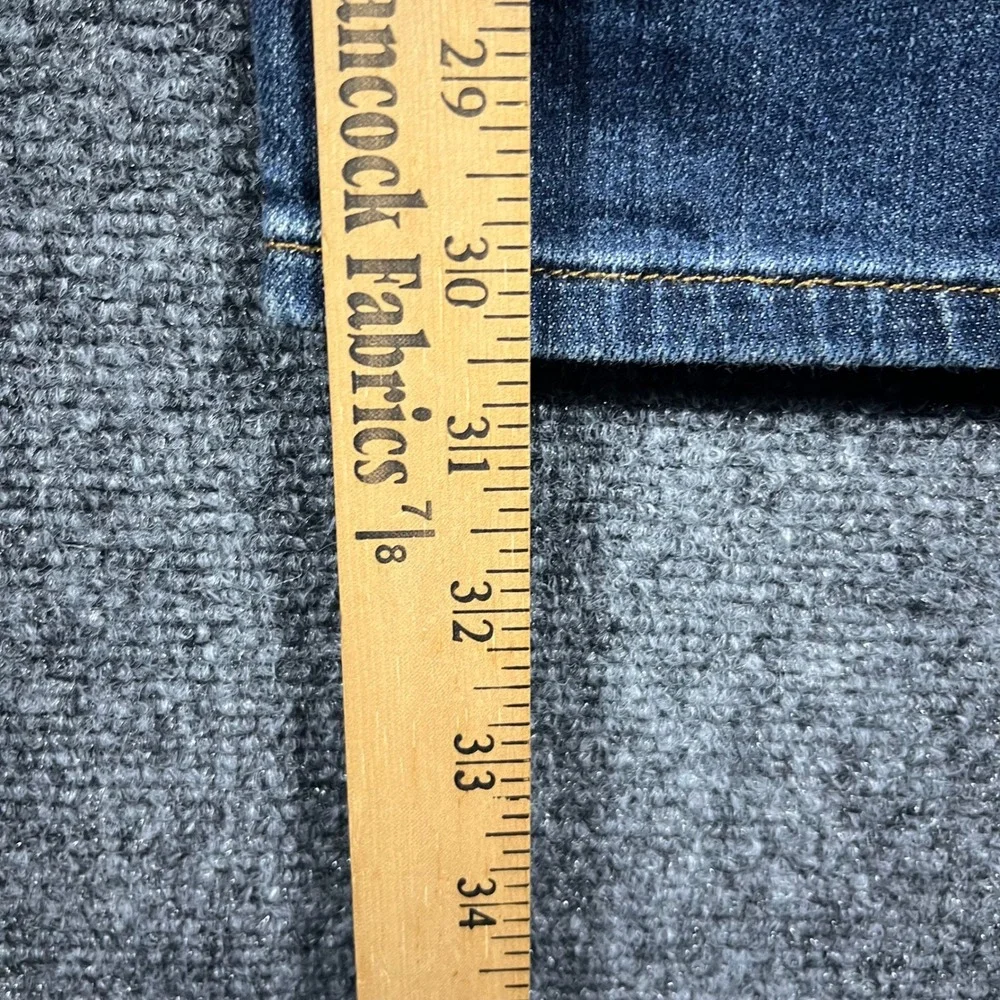 Eddie Bauer Boyfriend Jeans Womens 16 Medium Blue Distressed Plaid Patch Relaxed